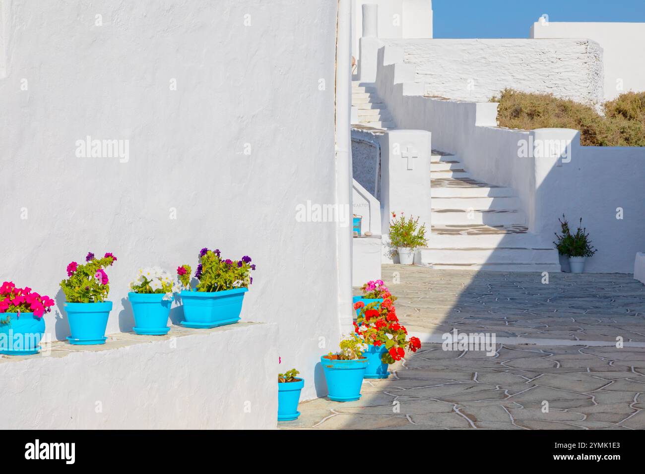 Monastère Chrisopigi, île de Sifnos, îles Cyclades, Grèce Banque D'Images