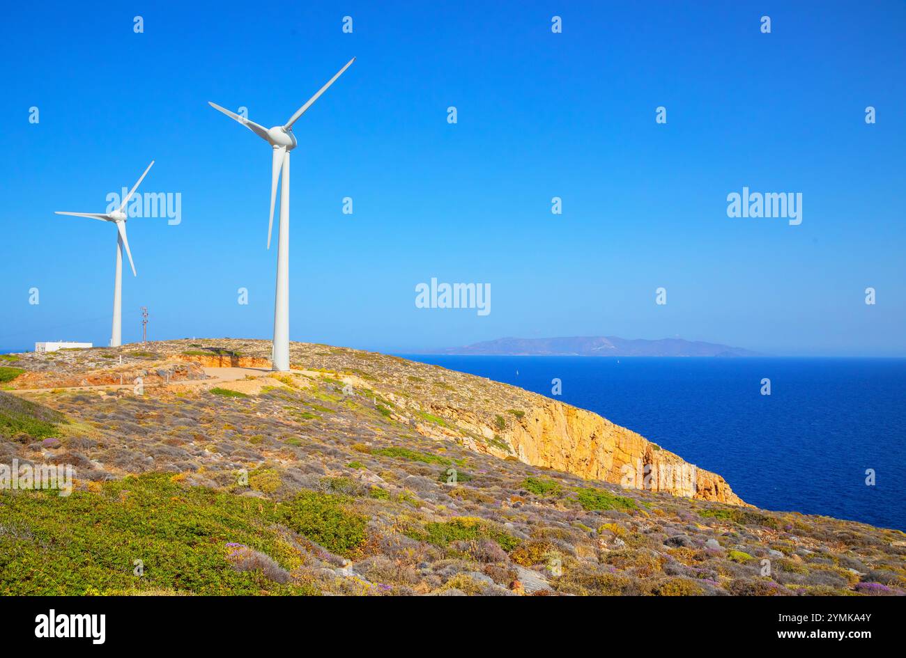 Éoliennes, Sifnos Island, Cyclades Islands, Grèce Banque D'Images