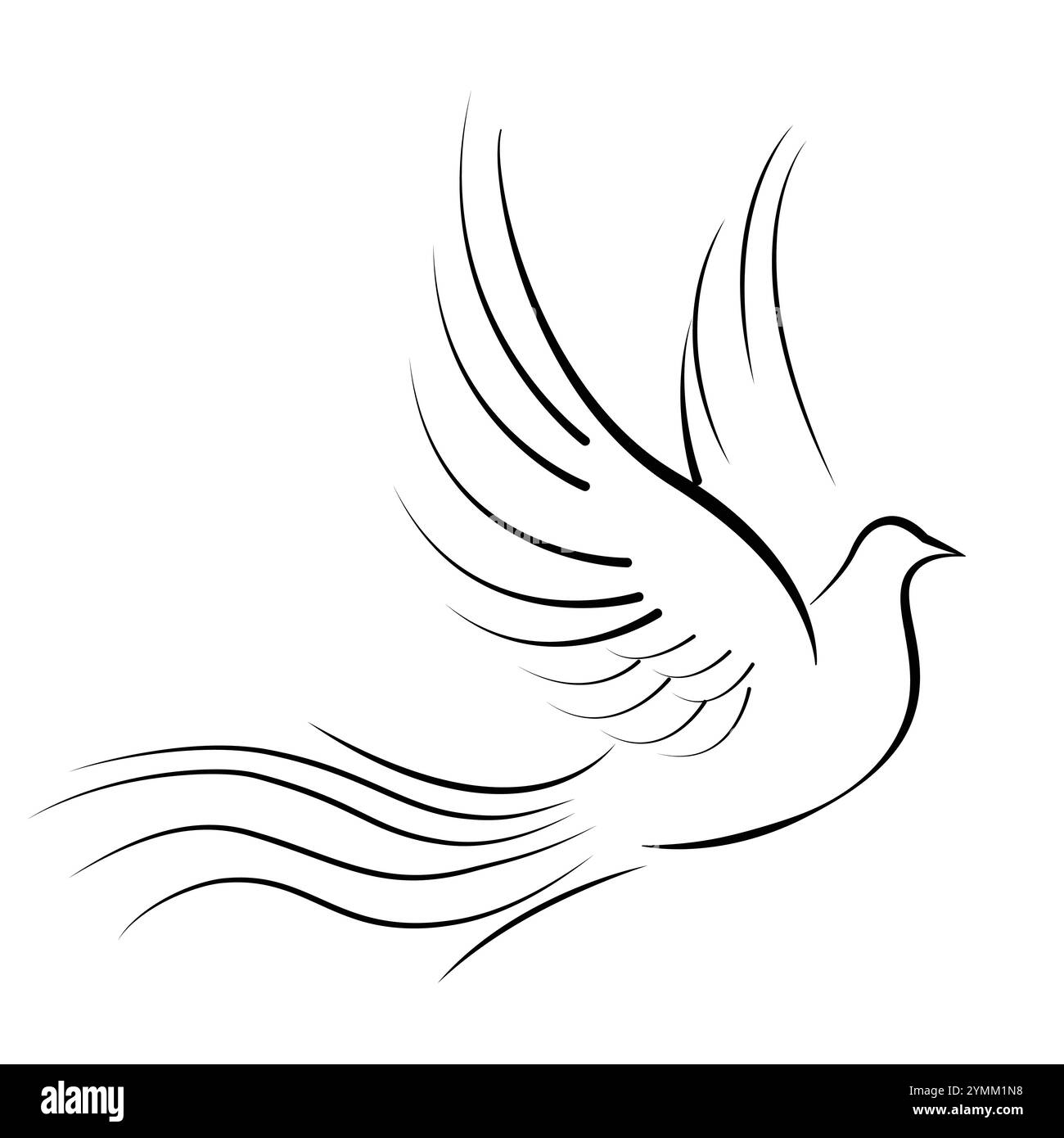 Les colombes volent isolées sur un fond blanc. Illustration de Vecteur Les colombes volent isolées sur un fond blanc. Illustration de Vecteur