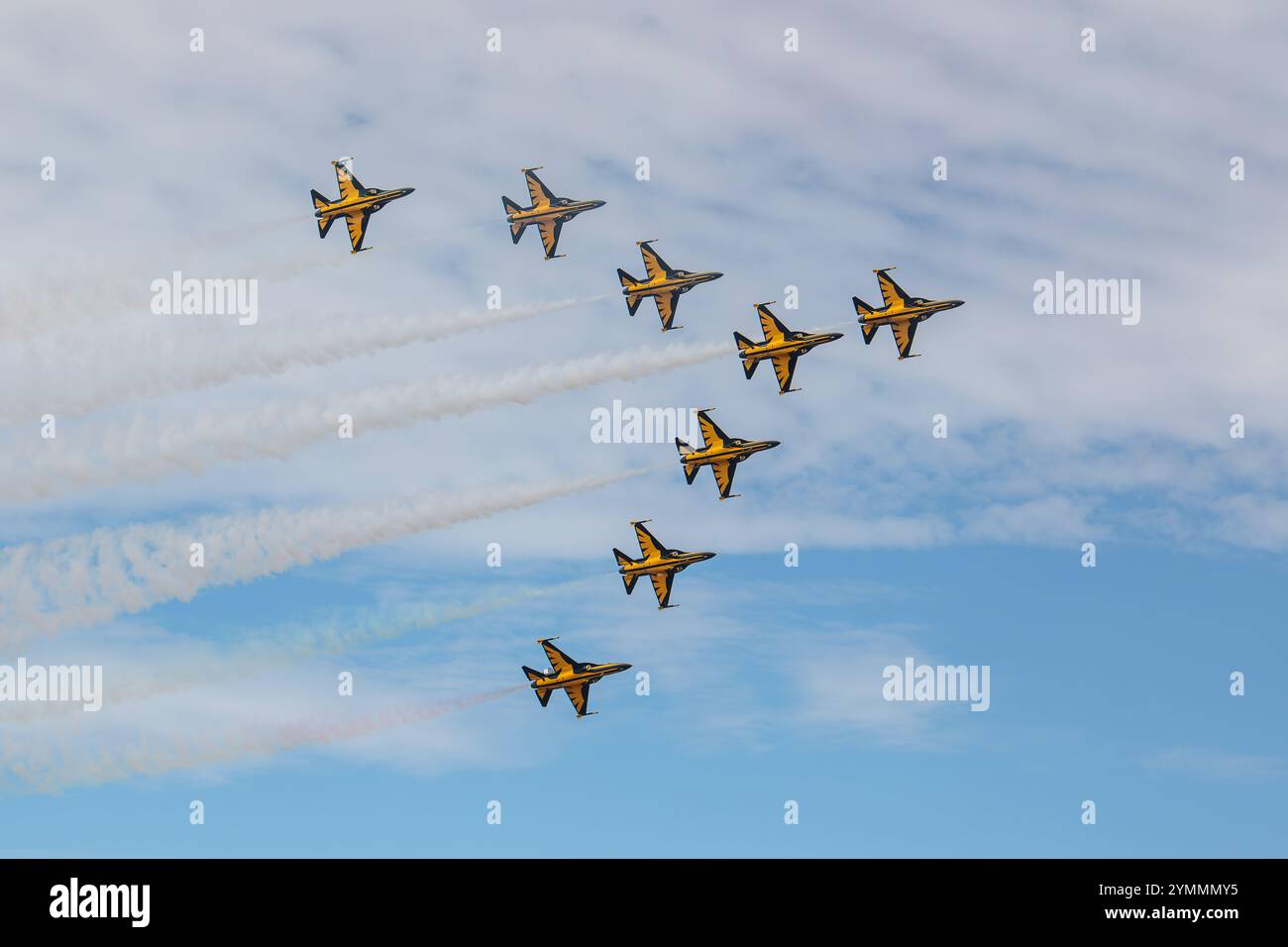 Avalon, Australie. 05 mars 2023. Black Eagles en formation lors de l'Australian International Airshow de 2023. L'équipe acrobatique de l'Armée de l'Air de la République de Corée (ROKAF), Black Eagles, exposée au salon aéronautique international australien de 2023 à Avalon. (Photo Olivier Rachon/SOPA images/SIPA USA) crédit : SIPA USA/Alamy Live News Banque D'Images