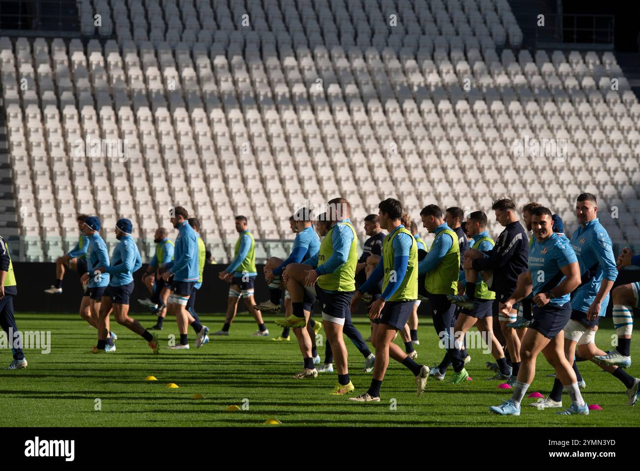 Turin, Turin, Italie. 22 novembre 2024. Un moment de la séance d'entraînement Captain's Run de l'équipe italienne de rugby avant le match contre l'équipe nationale All Blacks de Nouvelle-Zélande au stade Allianz de Turin, en Italie. (Crédit image : © Matteo SECCI/ZUMA Press Wire) USAGE ÉDITORIAL SEULEMENT! Non destiné à UN USAGE commercial ! Banque D'Images