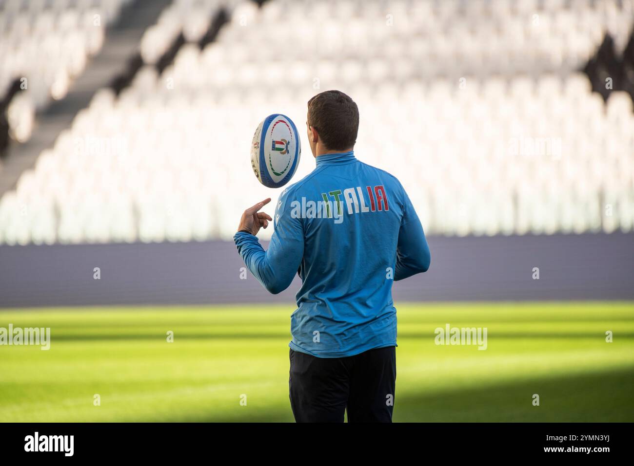 Turin, Turin, Italie. 22 novembre 2024. Un moment de la séance d'entraînement Captain's Run de l'équipe italienne de rugby avant le match contre l'équipe nationale All Blacks de Nouvelle-Zélande au stade Allianz de Turin, en Italie. (Crédit image : © Matteo SECCI/ZUMA Press Wire) USAGE ÉDITORIAL SEULEMENT! Non destiné à UN USAGE commercial ! Banque D'Images