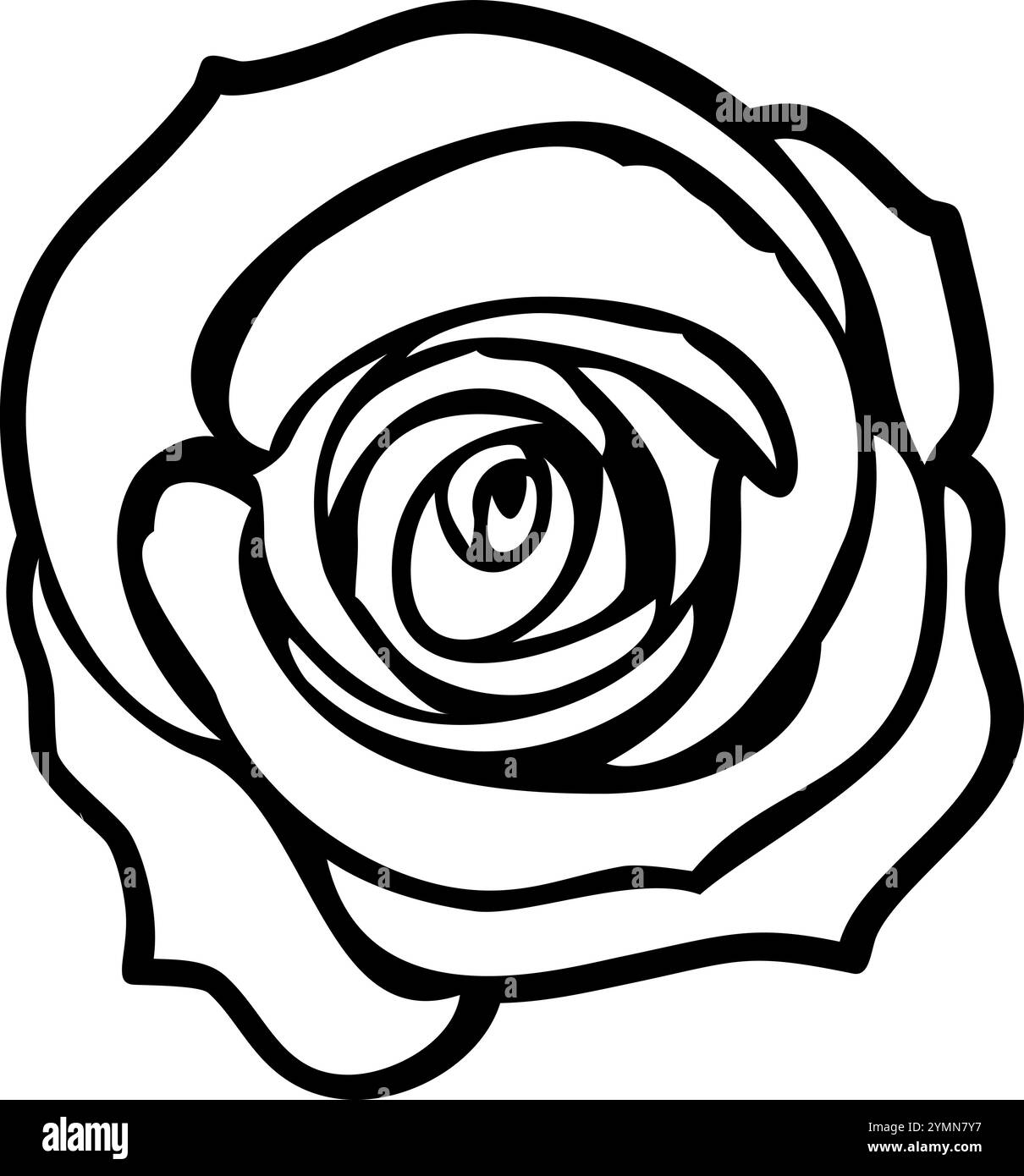 Dessin rose. Tatouage floral. Icône de ligne de fleur isolé sur fond blanc Illustration de Vecteur