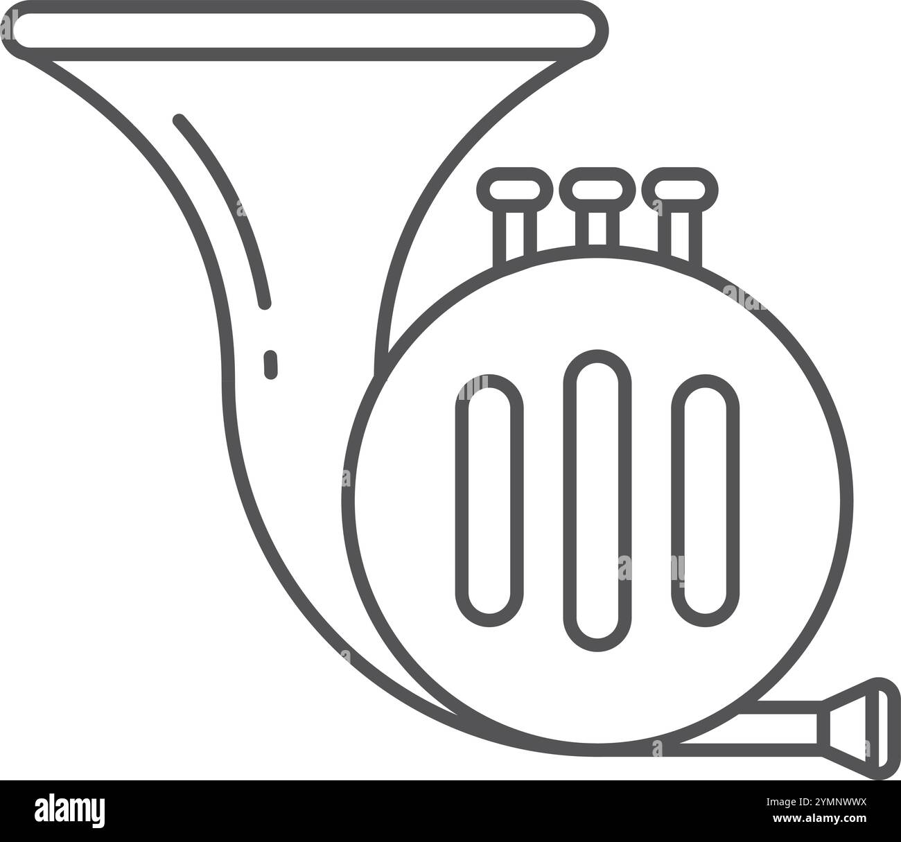 Icône de ligne de klaxon française. Instrument en laiton classique Illustration de Vecteur