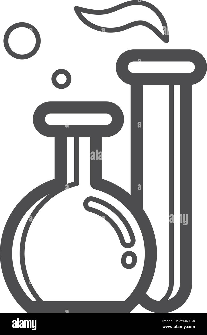 Icône de ligne de verre chimique. Symbole alchimie. Flacons de laboratoire Illustration de Vecteur