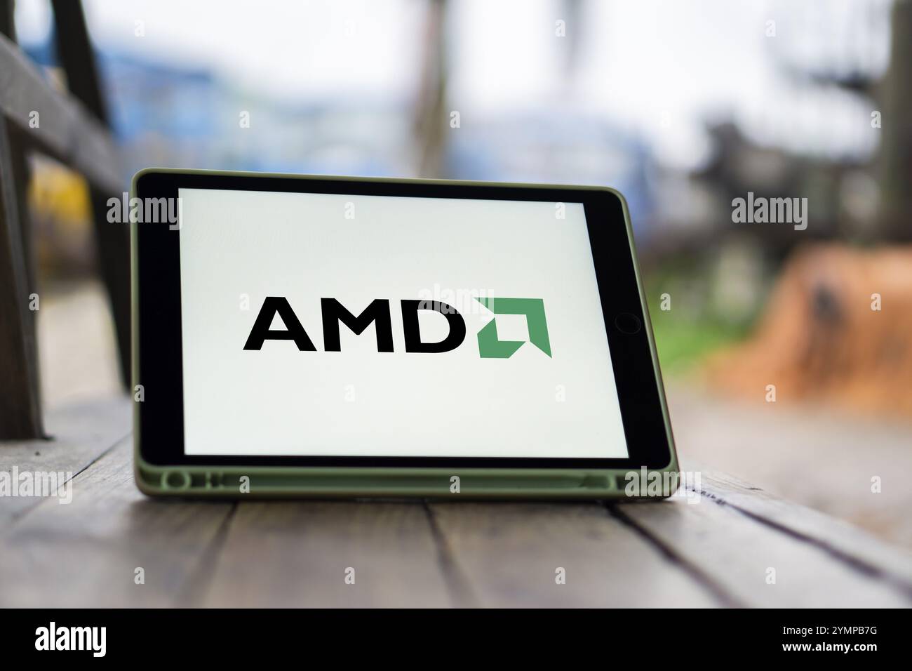 Micro-périphériques avancés, smartphone Inc (AMD). Est une multinationale américaine et société de semi-conducteurs développe des processeurs informatiques et rel Banque D'Images