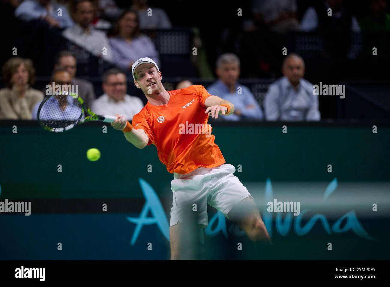 Malaga, Espagne, 22, novembre 2024. Botic Van de Zandschulp de l'équipe néerlandaise en demi-finale Coupe Davis finale 8 match simple 1. Crédit : Vicente Vidal Fernandez/Alamy Live News Banque D'Images