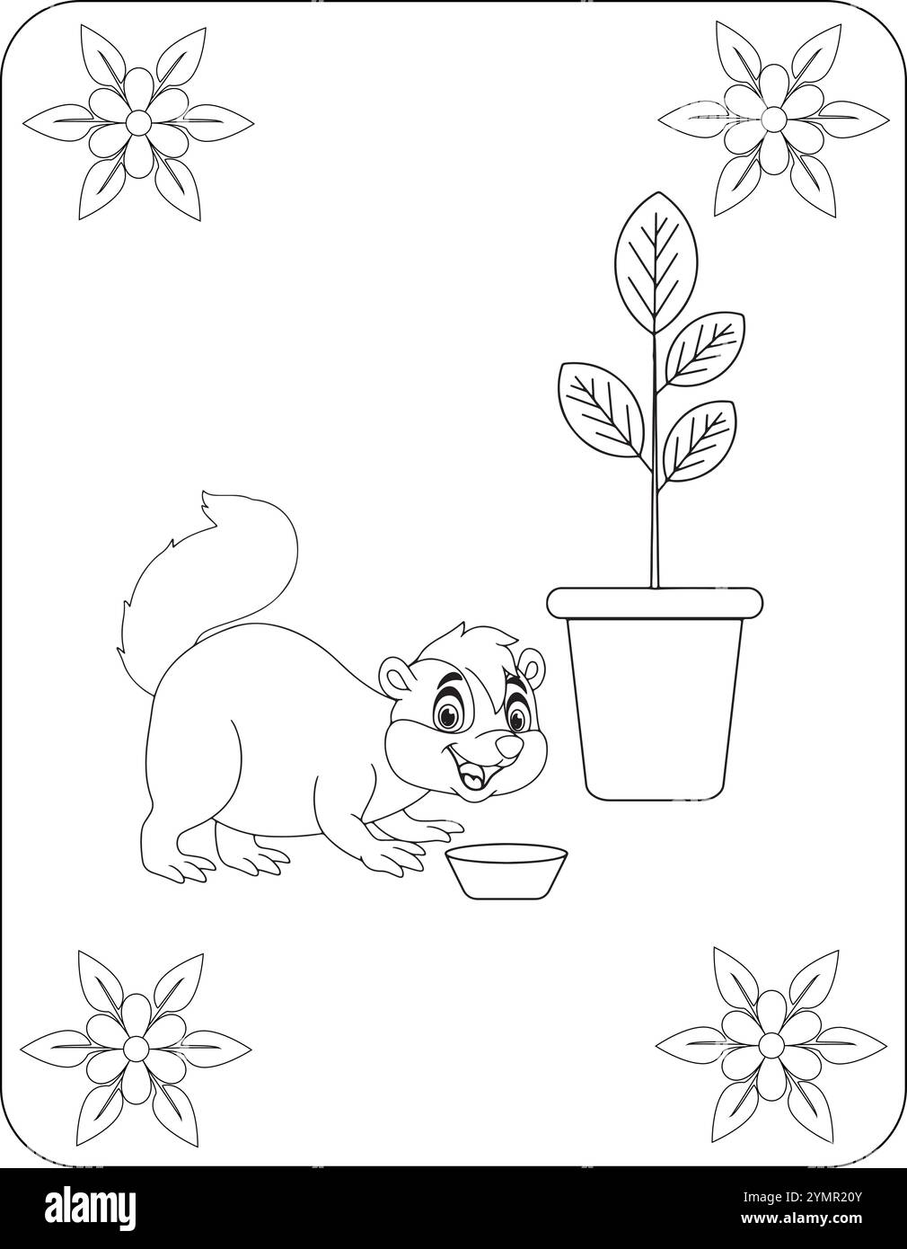 Cute animal Drinking Coloring page pour les enfants Illustration de Vecteur