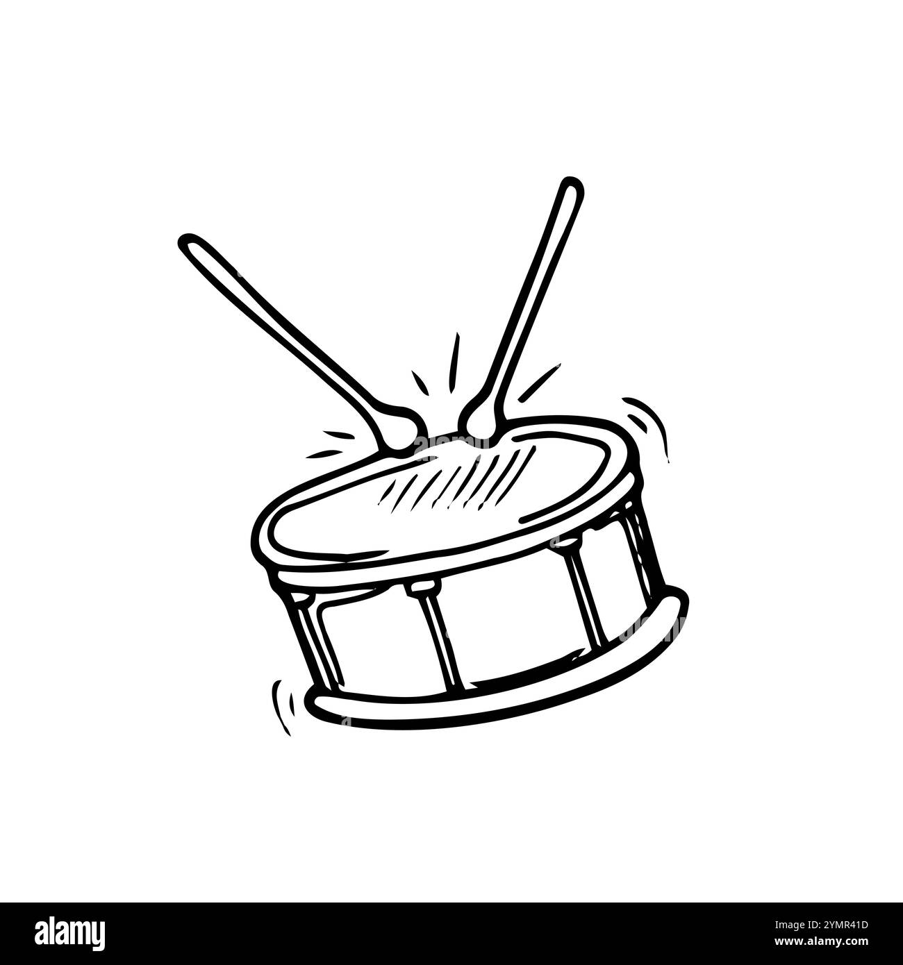 Esquisse de tambour de style Doodle dans le vecteur. Isolé sur blanc Illustration de Vecteur