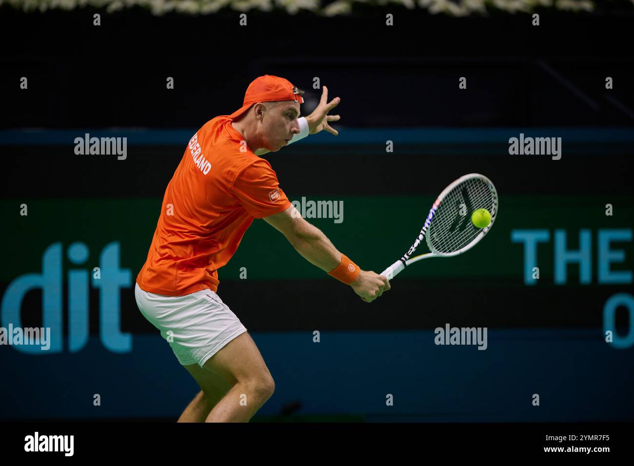 Malaga, Espagne, 22, novembre 2024. Tallon Griekspoor de l'équipe néerlandaise en demi-finale de la Coupe Davis finale 8 matchs simples 2. Crédit : Vicente Vidal Fernandez/Alamy Live News Banque D'Images
