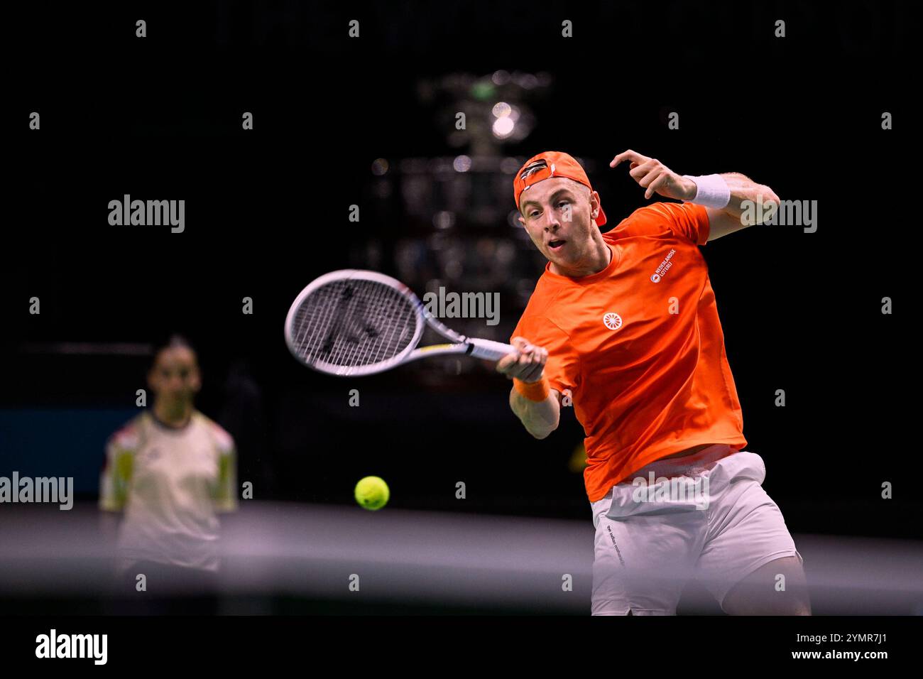 Malaga, Espagne, 22, novembre 2024. Tallon Griekspoor de l'équipe néerlandaise en demi-finale de la Coupe Davis finale 8 matchs simples 2. Crédit : Vicente Vidal Fernandez/Alamy Live News Banque D'Images