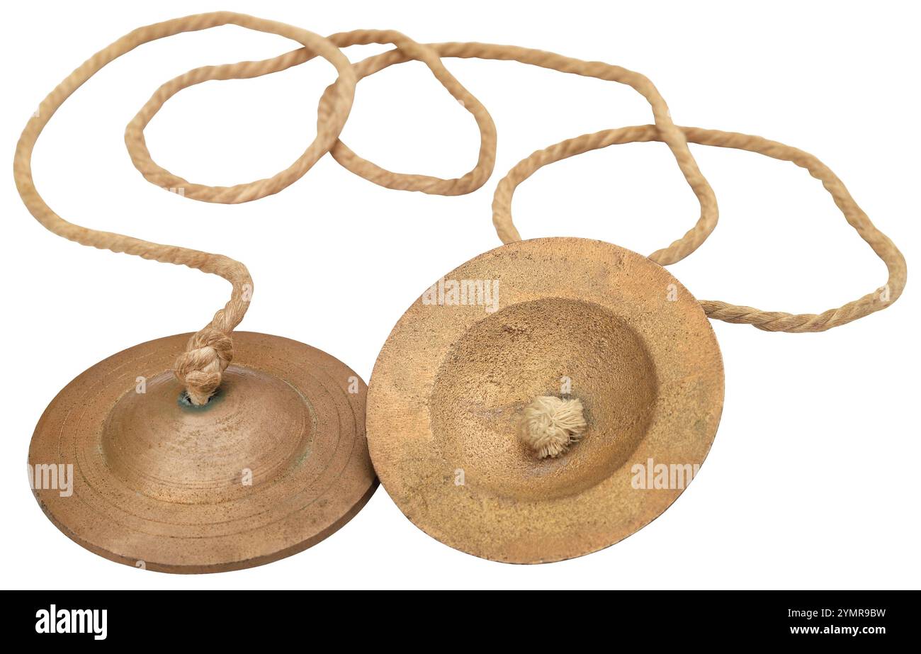 Instrument de musique indien nommé Manzira ou Mandira Banque D'Images