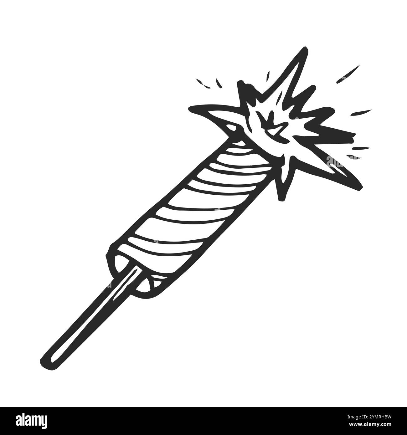 icône de doodle de fusée de feux d'artifice, illustration vectorielle Illustration de Vecteur