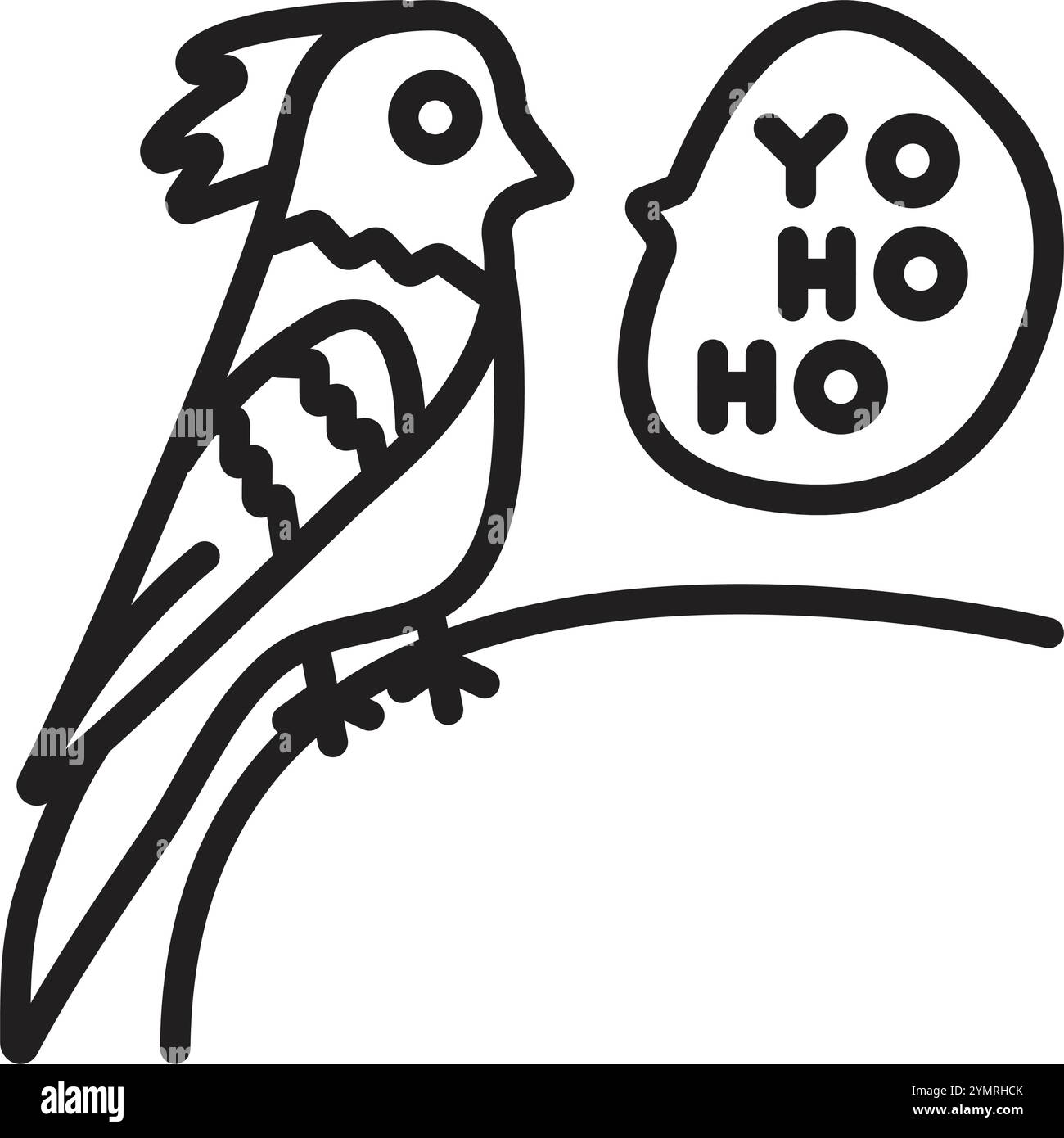 Icône de ligne unique de perroquet parlant, oiseau parlant avec un forelock, trait modifiable noir, pictogramme monochrome vectoriel simple Illustration de Vecteur
