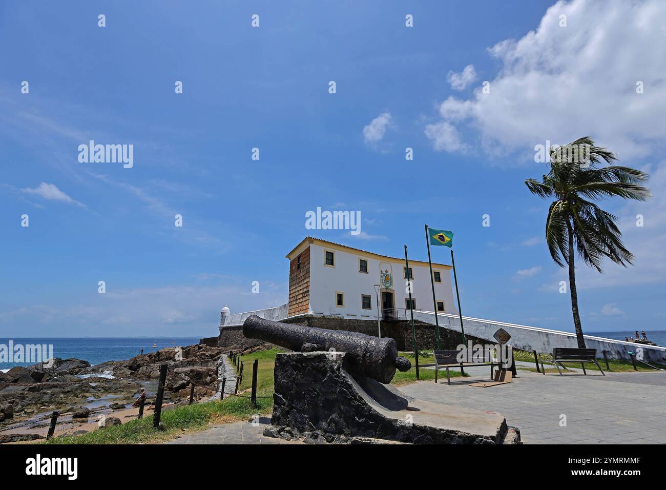 Salvador, Brésil, 22 novembre 2024. Vue générale forte de Santa Maria, sur la plage de Porto da Barra, à Salvador le 22 novembre 2024. Photo : Heuler Andrey/D. Banque D'Images