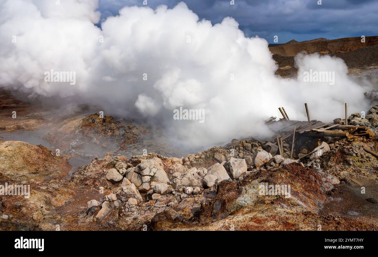 Gunnuhver Hot Springs. Péninsule de Reykjanes, Islande Banque D'Images