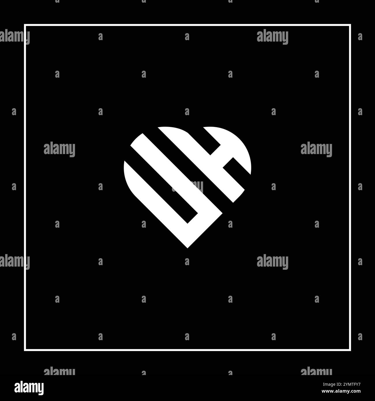 Logo Heart Letter UH - modèle de monogramme initial pour Alphabet U et H. Illustration de Vecteur