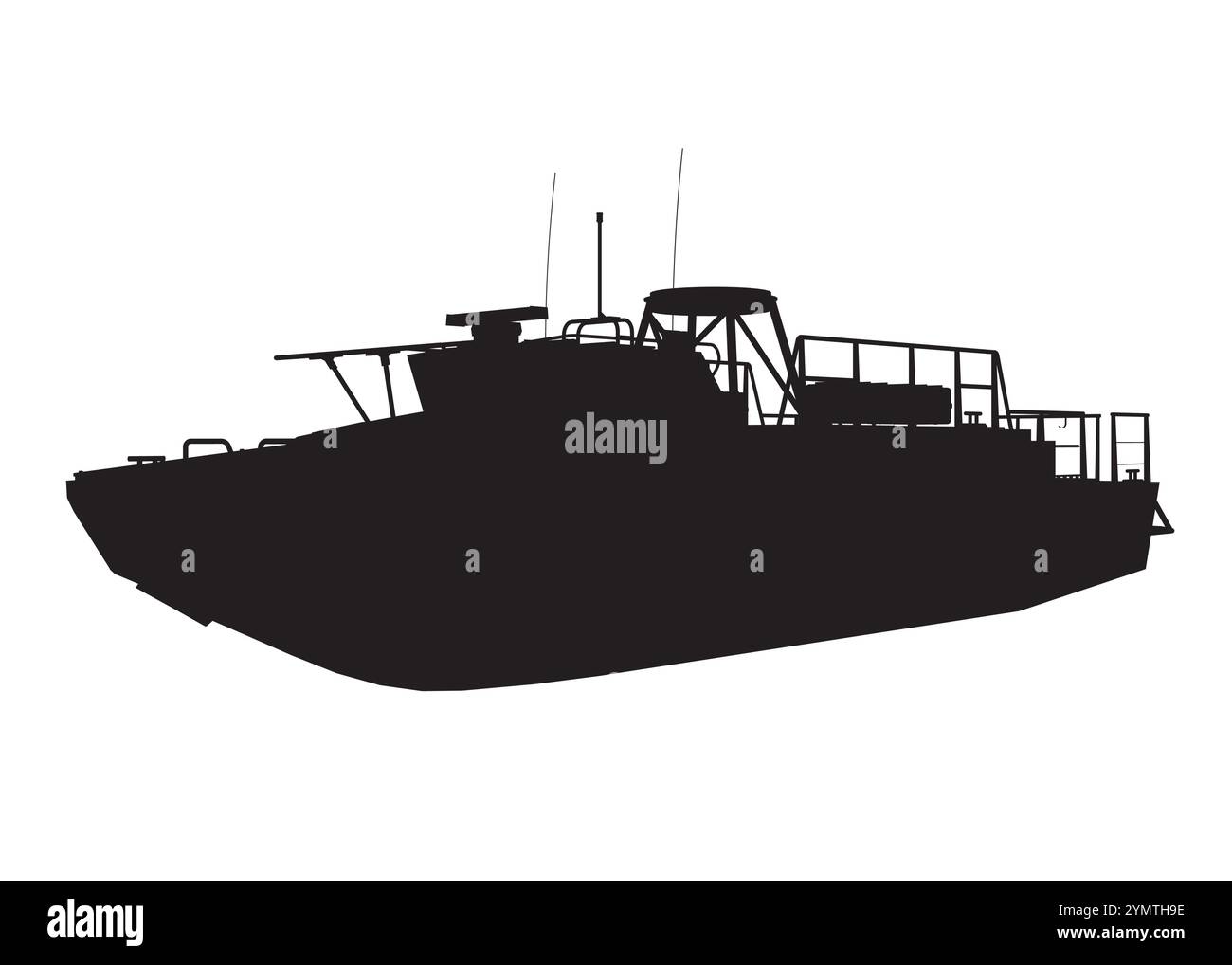 Icône Silhouette Warship. Navire militaire et navire naval. Image vectorielle isolée. Vue de face Illustration de Vecteur