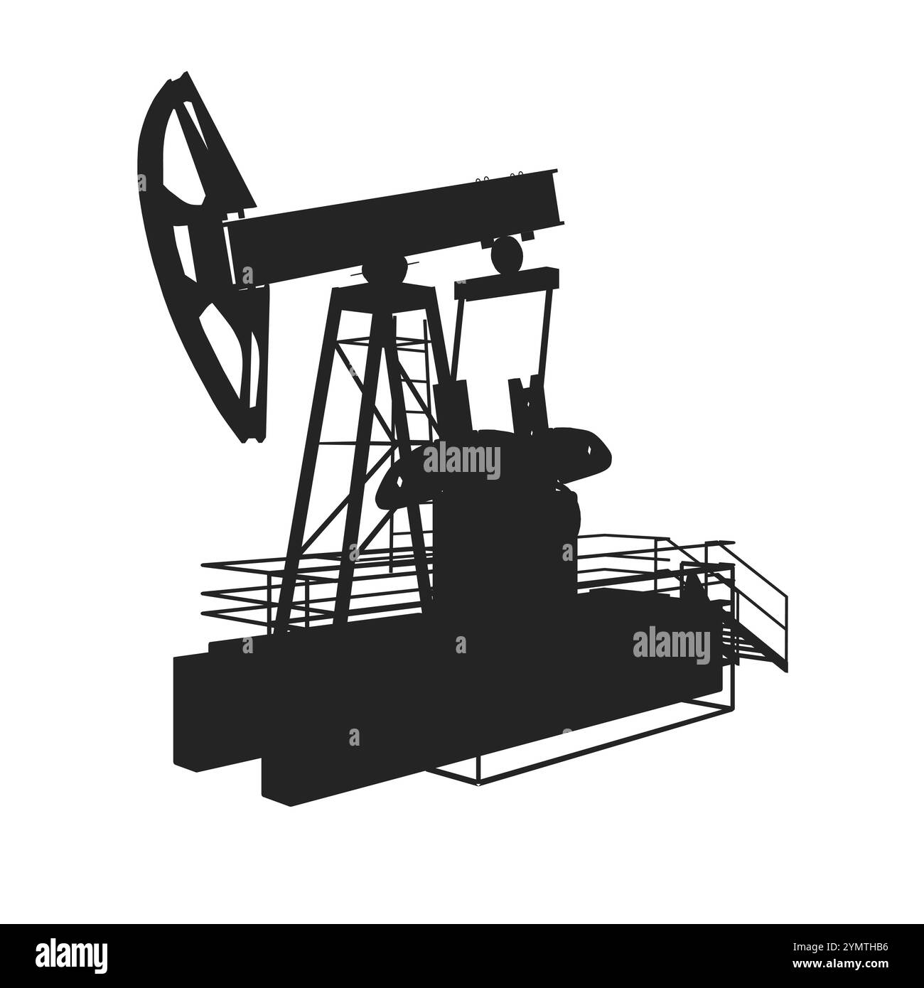 Silhouette de l'icône de pompe à huile. Symbole de pompe à huile. Illustration vectorielle. Icône noire de cric de pompe à huile Silhouette isolée sur fond blanc. Vue latérale Illustration de Vecteur