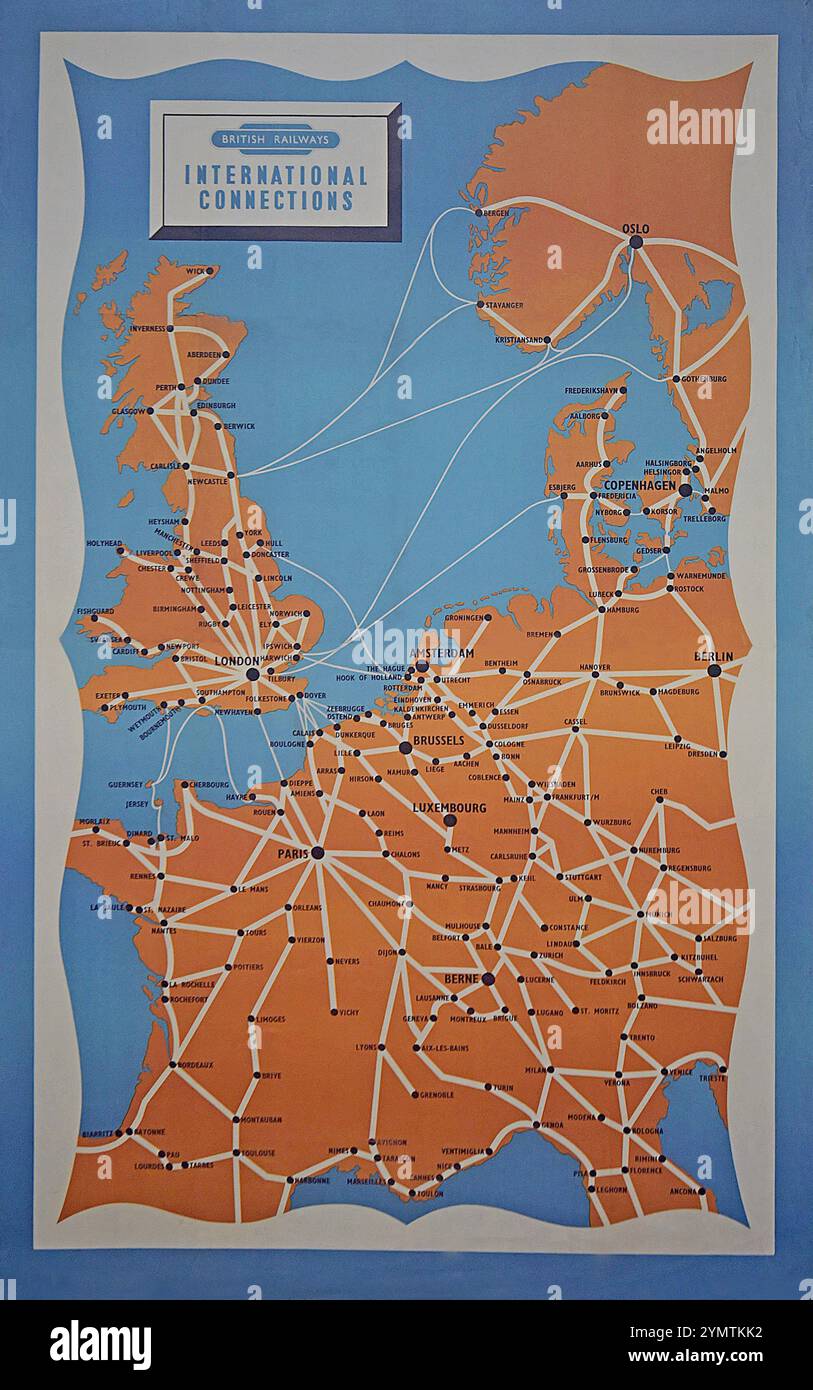 vintage-railway-map-europe-banque-de-photographies-et-d-images-haute