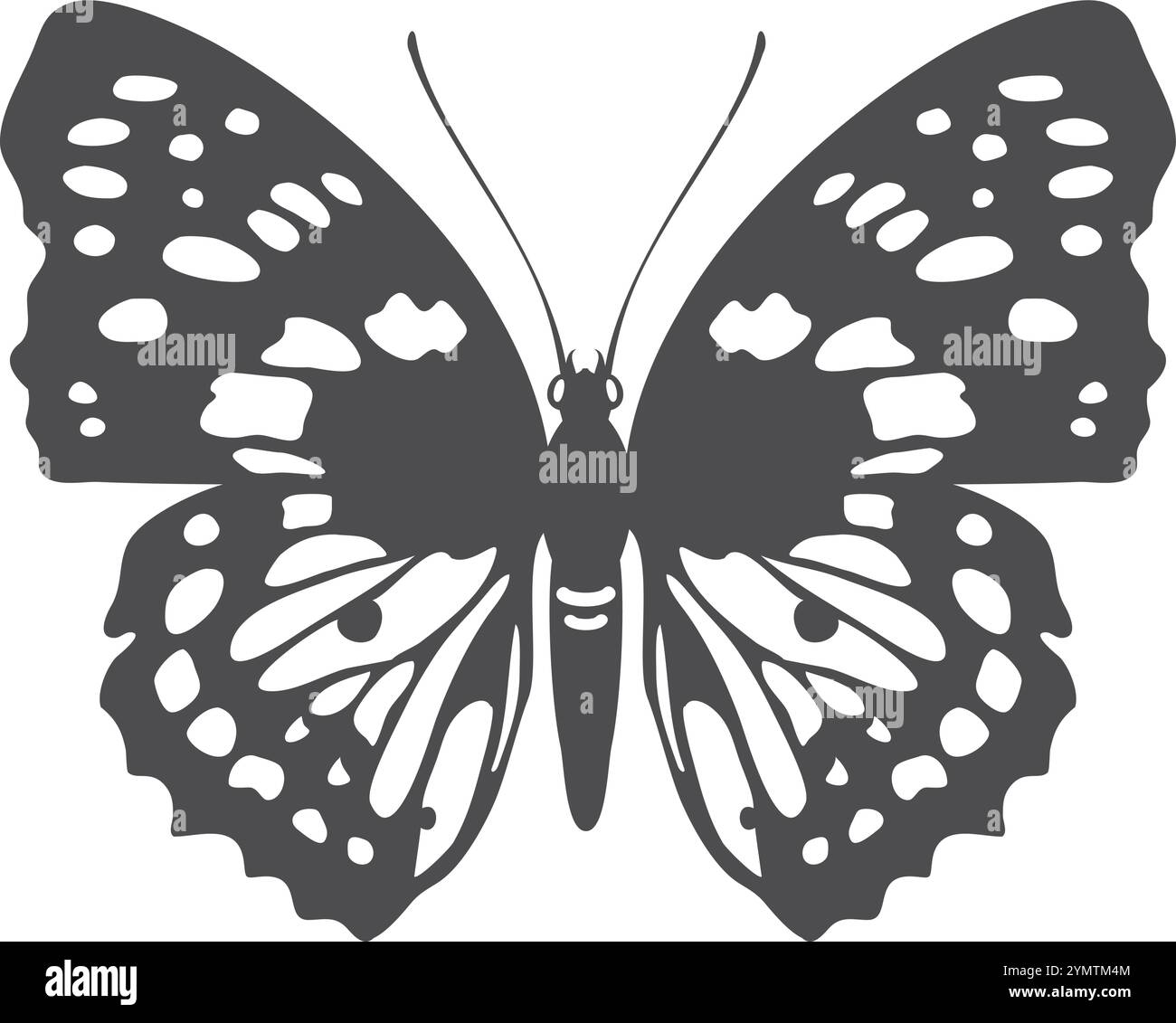 Dessin noir papillon à motifs. Papillon volant d'été Illustration de Vecteur