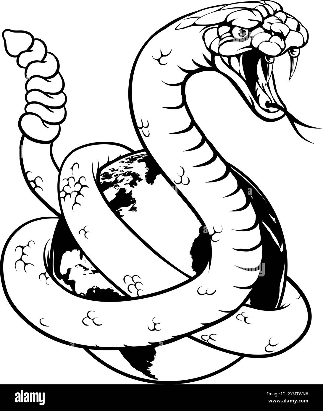 Rattlesnake Snake World Earth Globe concept Illustration de Vecteur