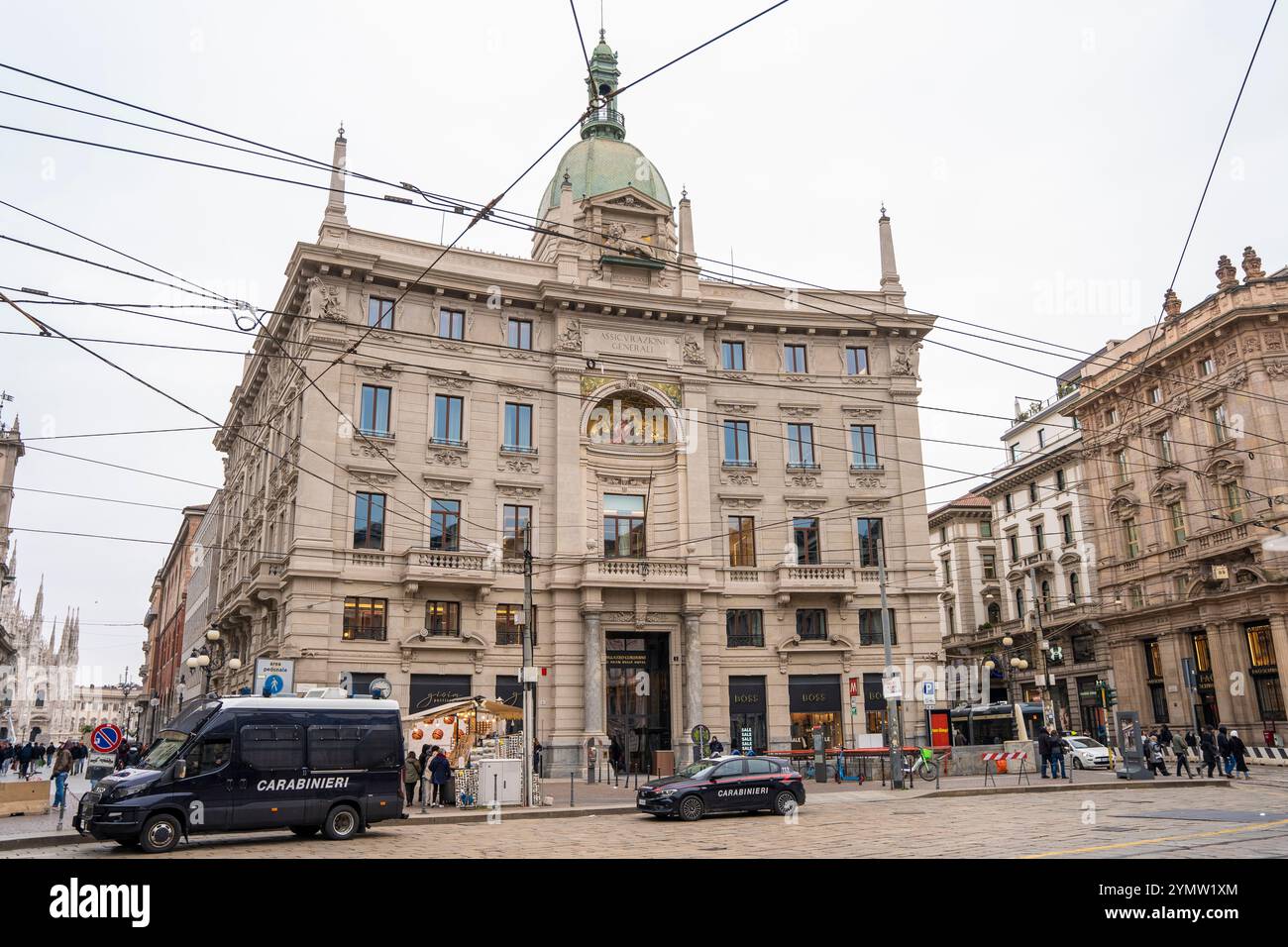 Bâtiment historique Assicurazioni Generali sur la Piazza Cordusio à Milan, General est l'une des plus grandes compagnies d'assurance à Milan, Italie 10.01.2024 Banque D'Images