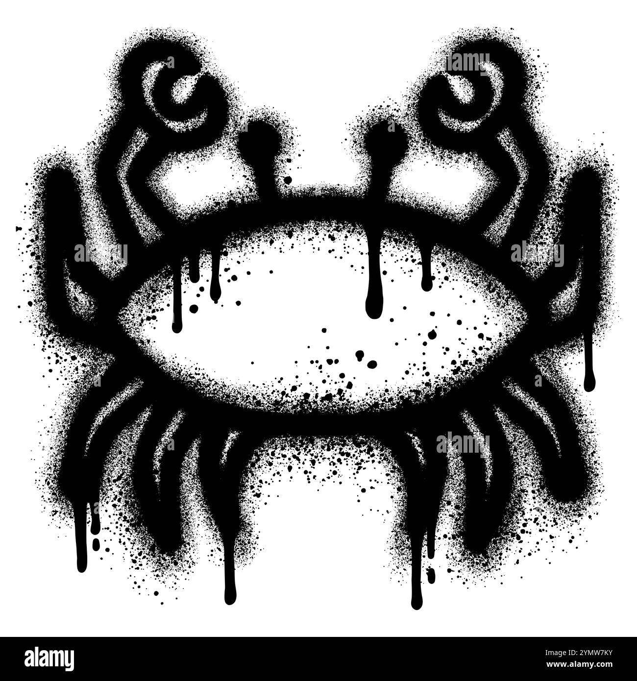 Graffiti de crabe avec peinture noire en aérosol. illustration vectorielle. Illustration de Vecteur