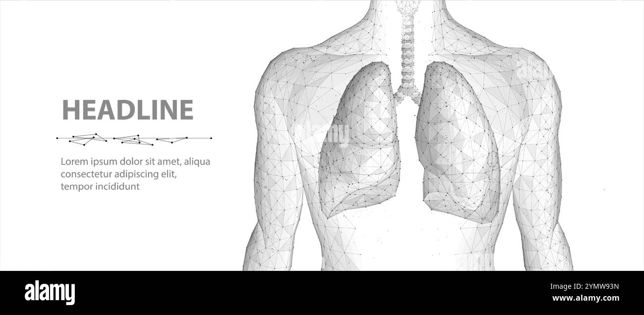 Poumon et corps humain. Poumons 3D vectoriels abstraits sur fond de corps. Santé humaine, système respiratoire, pneumonie, sciences biologiques, asthme des fumeurs Illustration de Vecteur