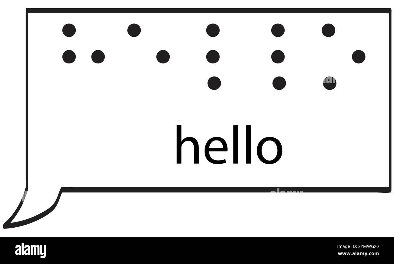 Bonjour en Braille dans une bulle de discours, élément Journée mondiale du Braille Illustration de Vecteur