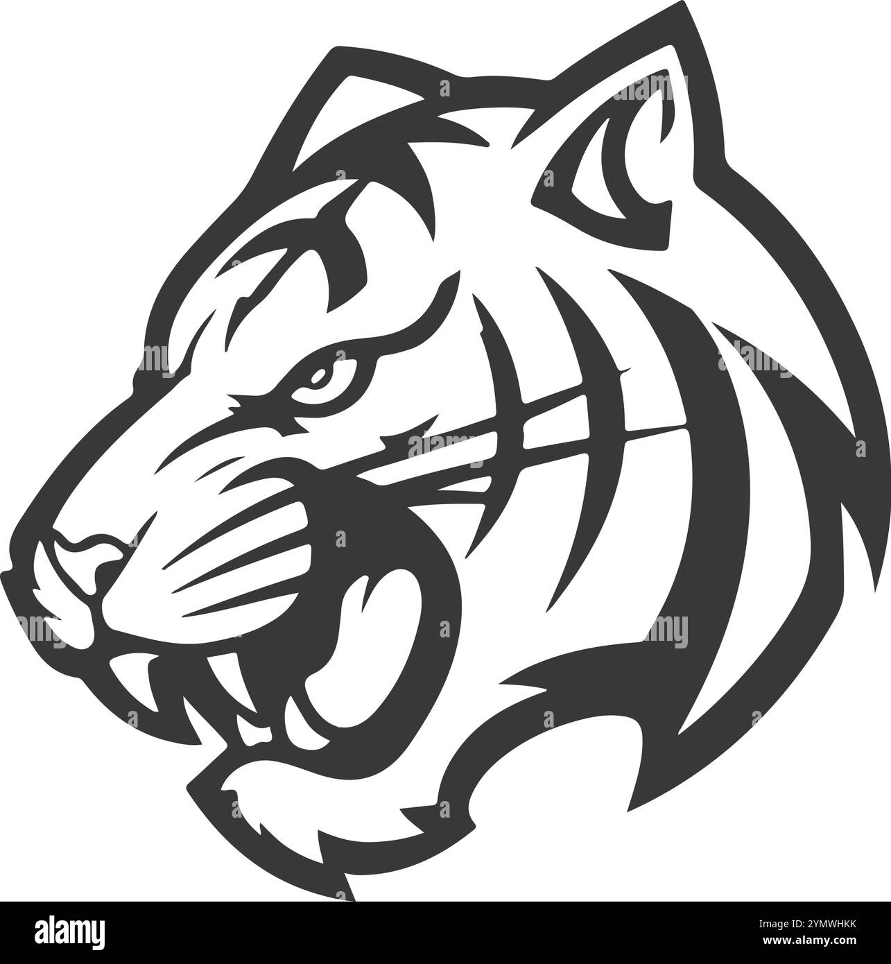 illustration de tête de tigre isolée sur fond blanc. Images pour logo, étiquette, emblème. Illustration de Vecteur