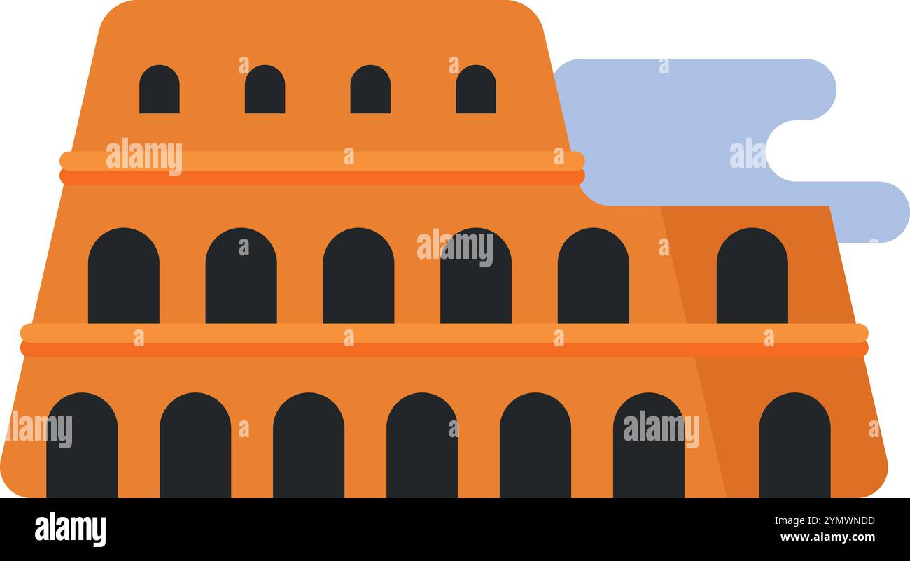 Icône de couleur de l'amphithéâtre de rome antique. Symbole de l'histoire de la culture Illustration de Vecteur