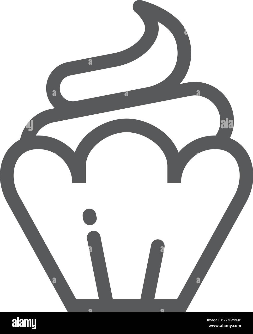 Cupcake avec icône de ligne de tourbillon crème. Symbole de pâtisserie sucrée Illustration de Vecteur
