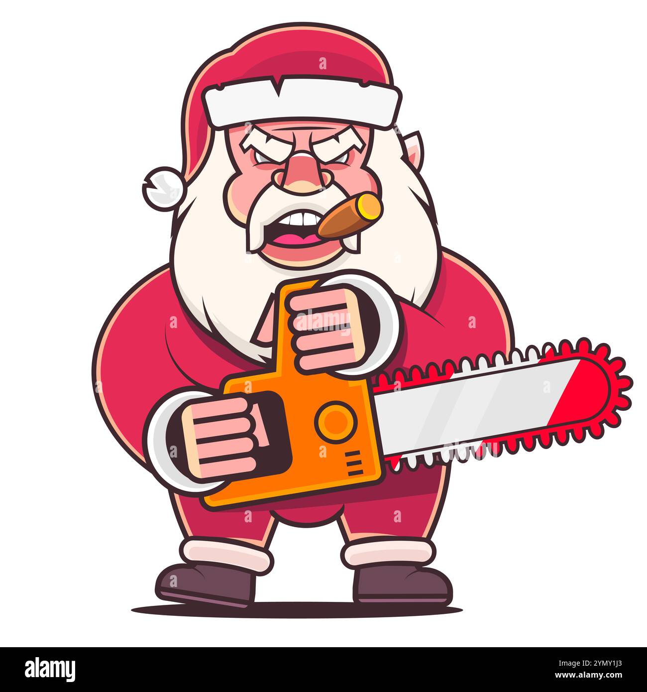 Portrait du père noël positif indiquer les doigts espace vide ad événement de noël isolé sur fond lumineux Banque D'Images