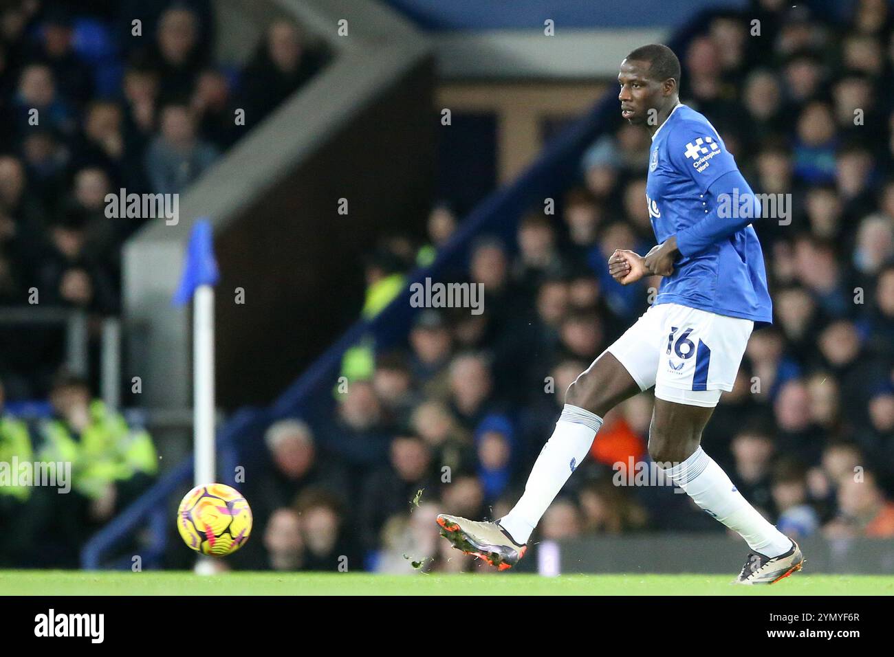 Liverpool, Royaume-Uni. 23 novembre 2024. Abdoulaye Doucoure d'Everton en action. Premier League match, Everton v Brentford au Goodison Park à Liverpool le samedi 23 novembre 2024. Cette image ne peut être utilisée qu'à des fins éditoriales. Usage éditorial exclusif, photo de Chris Stading/Andrew Orchard photographie sportive/Alamy Live News crédit : Andrew Orchard photographie sportive/Alamy Live News Banque D'Images