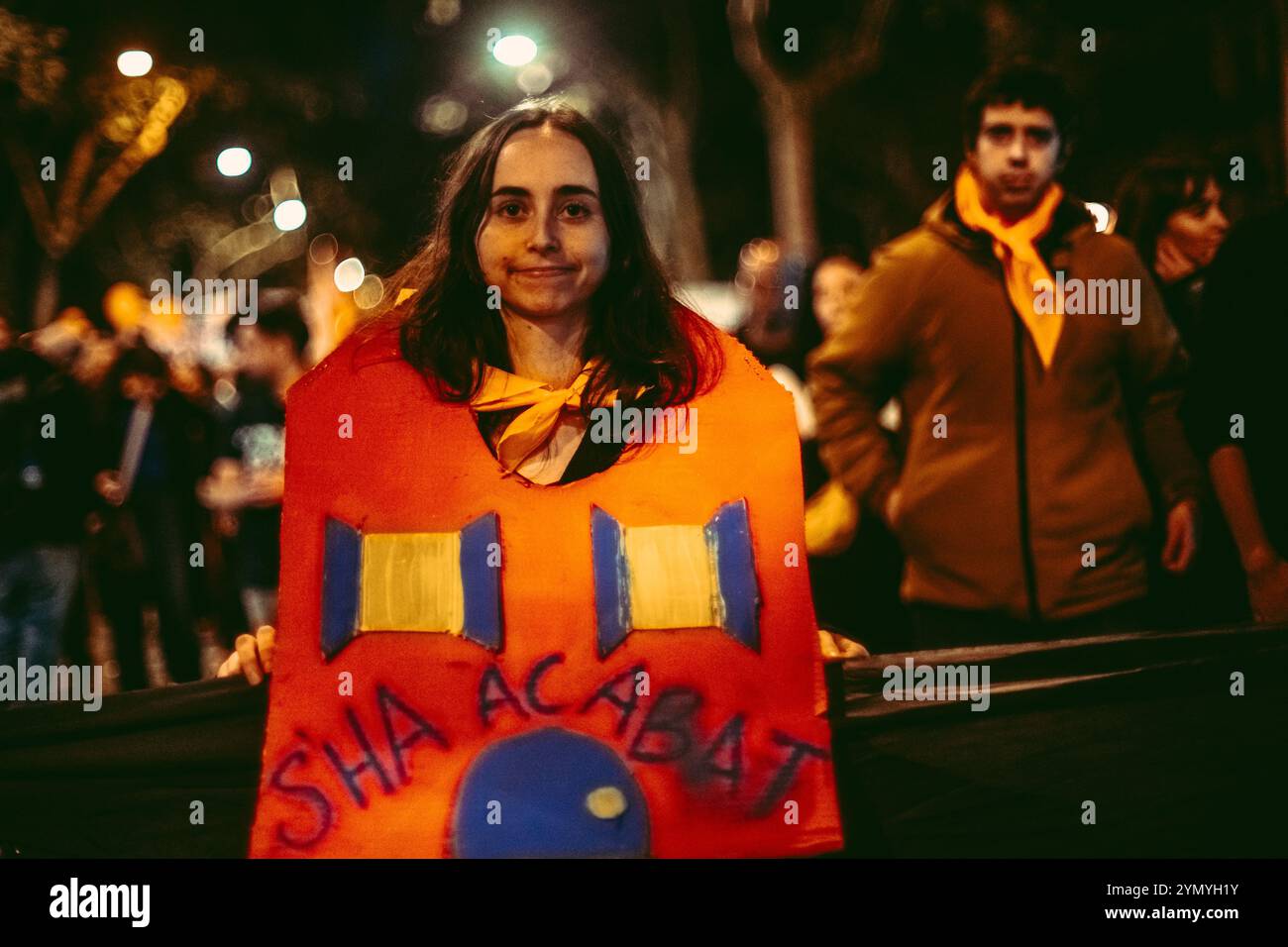 Barcelone, Espagne. 23 novembre 2024. Les activistes protestent contre la hausse des loyers et la pénurie de logements. Crédit : Matthias Oesterle/Alamy Live News Banque D'Images