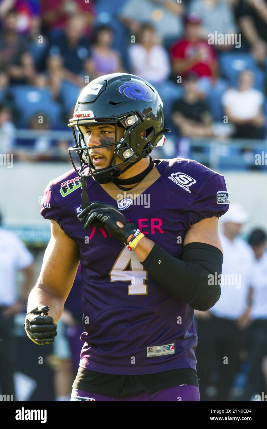 ELF/ playoff Game : Berlin Thunder au Frankfurt Galaxy le 09. Septembre 2023, dans la PSD Bank Arena, Francfort A.M., Allemagne Frankfurt Galaxy, DB # 4 Tony Banque D'Images