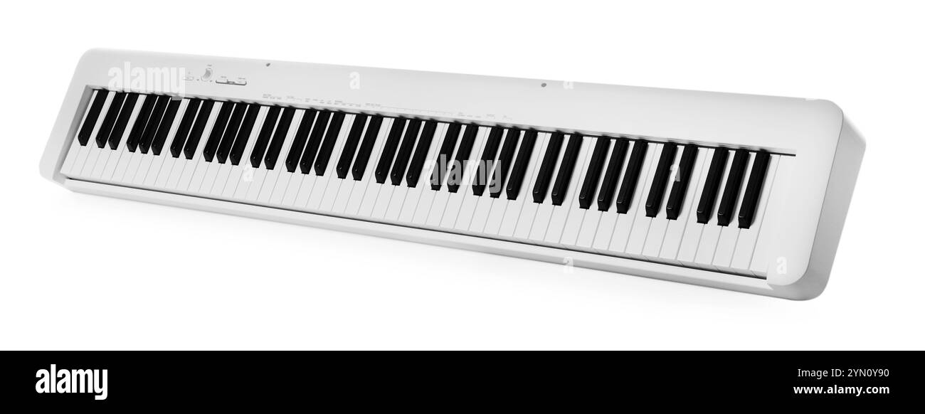 Un synthétiseur isolé sur blanc. Instrument de musique électronique Banque D'Images