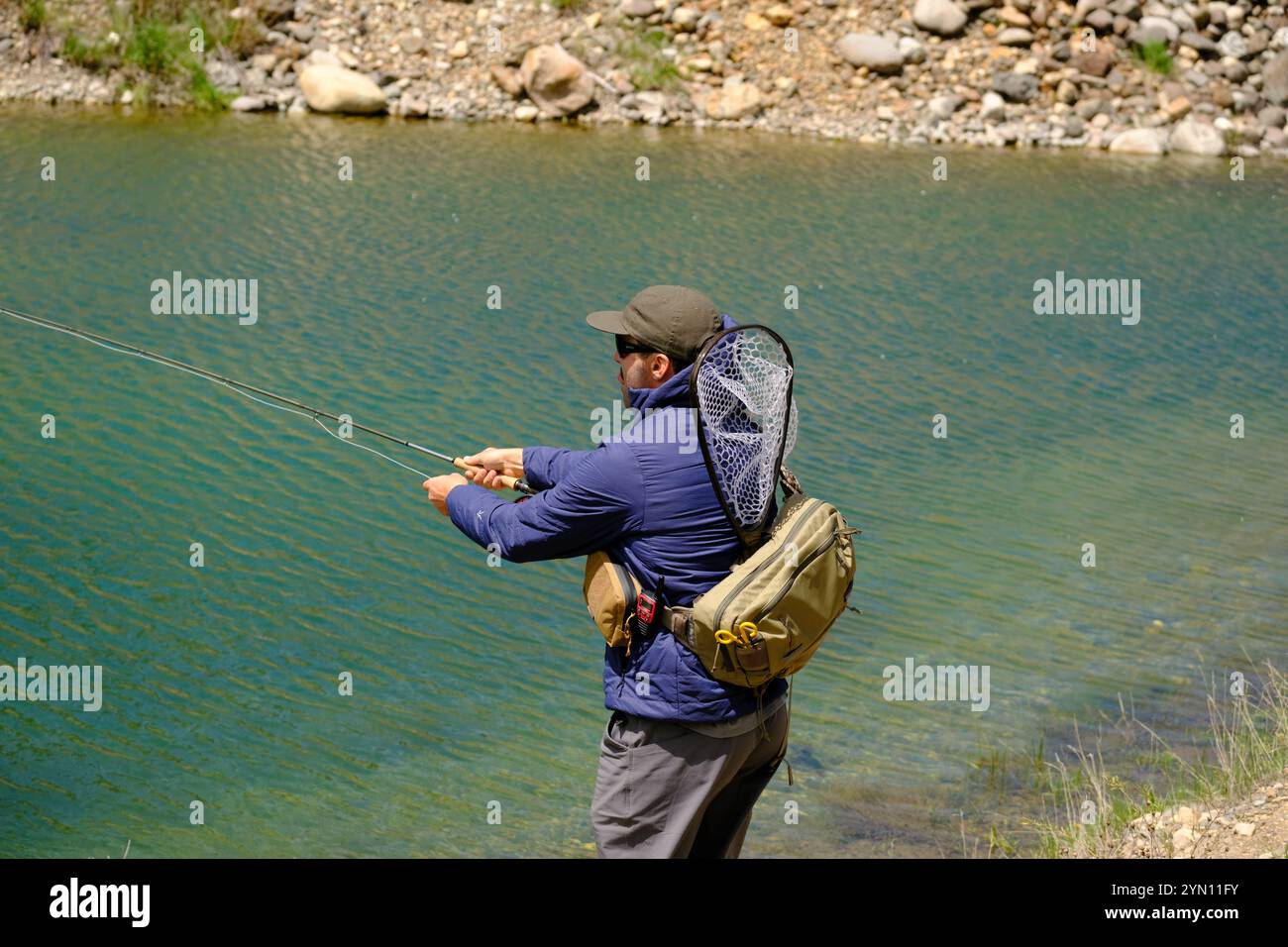 Pêche à la fourche Yankee de la rivière Salmon Banque D'Images