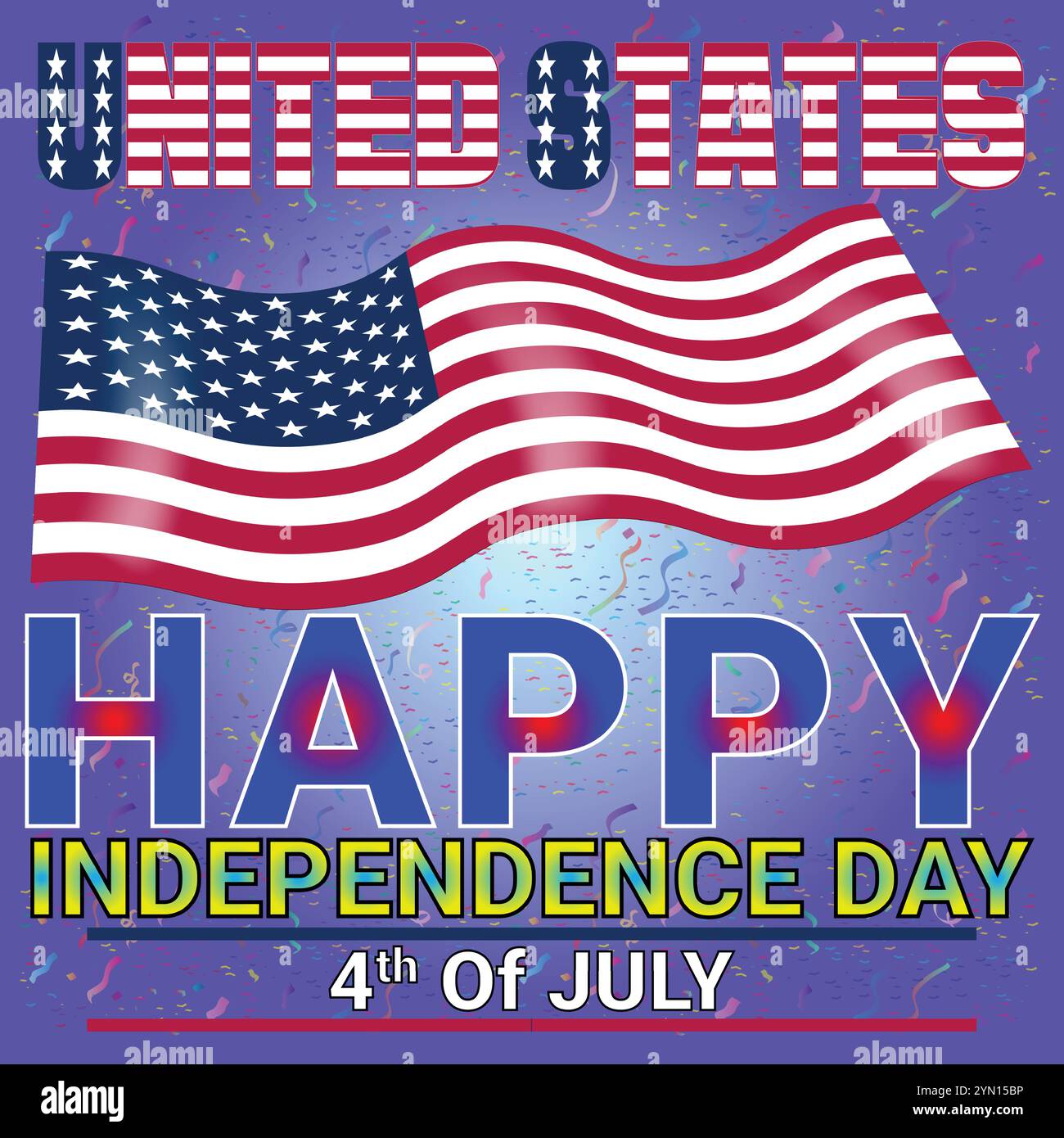 États-Unis Happy Independence Day 4 juillet avec thème coloré très attrayant et confettis Illustration de Vecteur