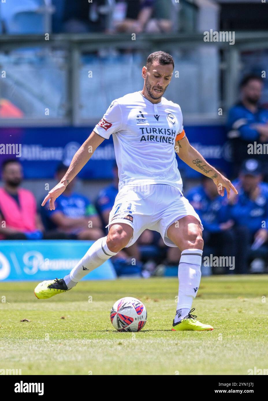 Paddington, Australie. 24 novembre 2024. Roderick Miranda de Melbourne Victory vu en action lors du match de la cinquième ronde de la saison 2024-25 d'Isuzu UTE A-League entre Wellington Phoenix FC et Melbourne Victory FC tenu au stade Allianz. Score final Wellington Phoenix 1:0 Melbourne Victory. Crédit : SOPA images Limited/Alamy Live News Banque D'Images