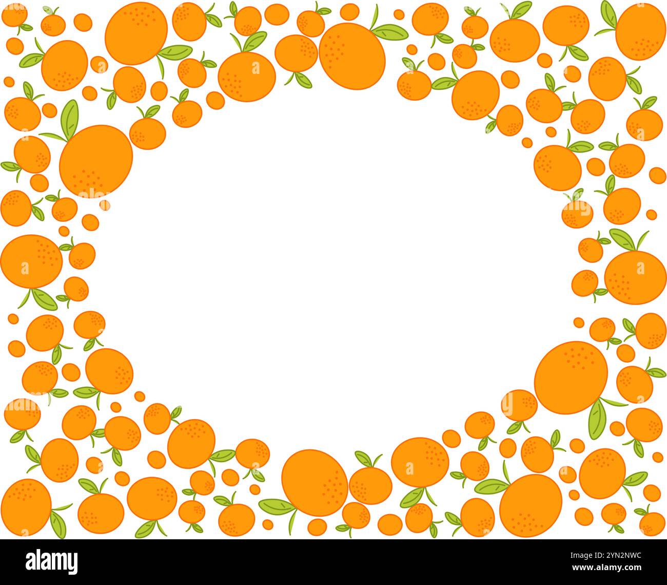 Motif couronne de Noël avec mandarines. Décoration de vacances ovale en rectangle, cadre d'ornement, modèle, décor rond de Noël avec des fruits de mandarine. Graphique Illustration de Vecteur
