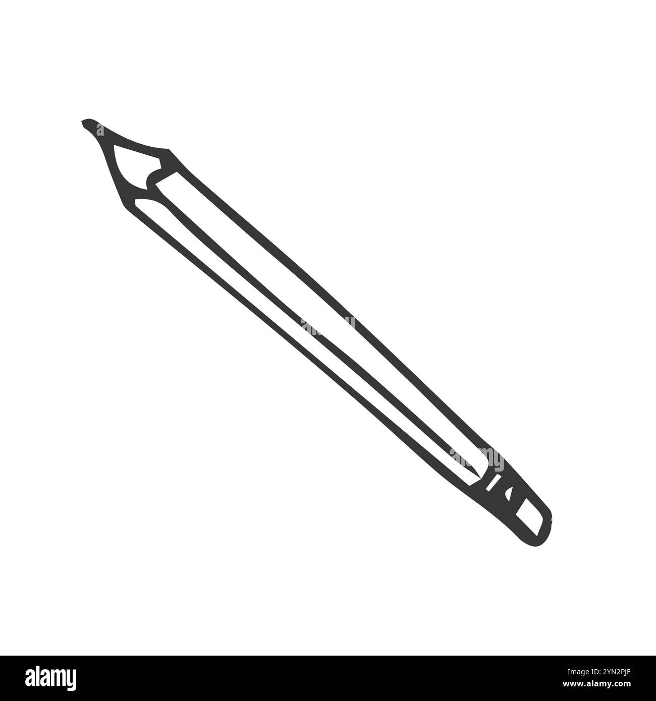 Croquis Doodle de crayon avec gomme isolé sur fond blanc Illustration de Vecteur