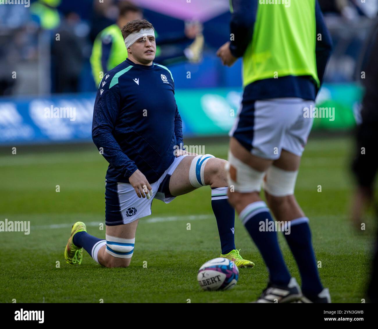 Édimbourg, Royaume-Uni. 24 novembre 2024 ; Murrayfield Stadium, Édimbourg, Écosse : Autumn Rugby International, Écosse contre Australie ; Scott Cummings of Scotland pendant l'échauffement crédit : action plus Sports images/Alamy Live News Banque D'Images