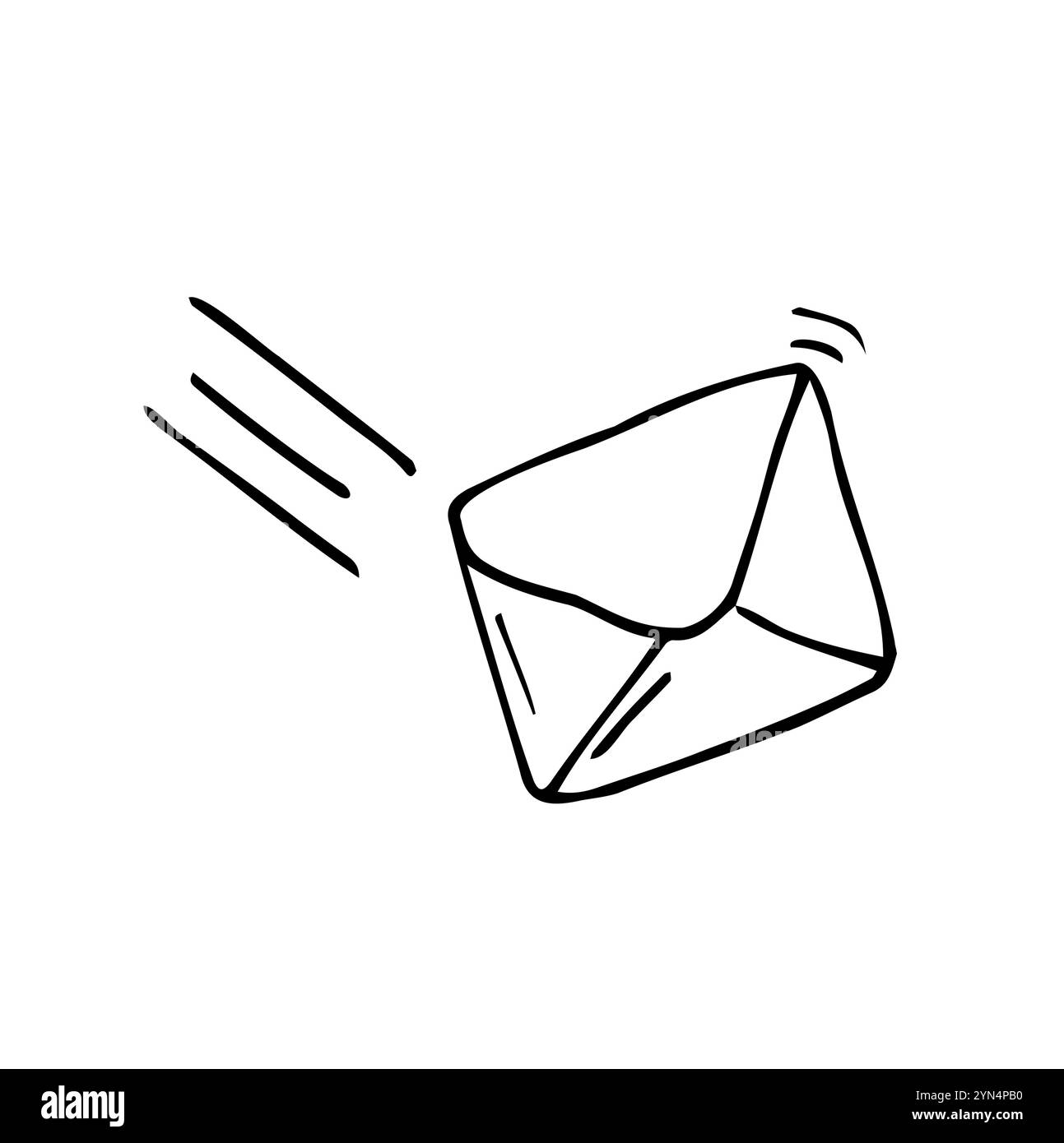 Illustration vectorielle. Un coolé d'enveloppe fermée dessiné à la main. Message entrant non lu. Esquisse de dessin animé. Décoration pour cartes de vœux, affiches, emblèmes Illustration de Vecteur