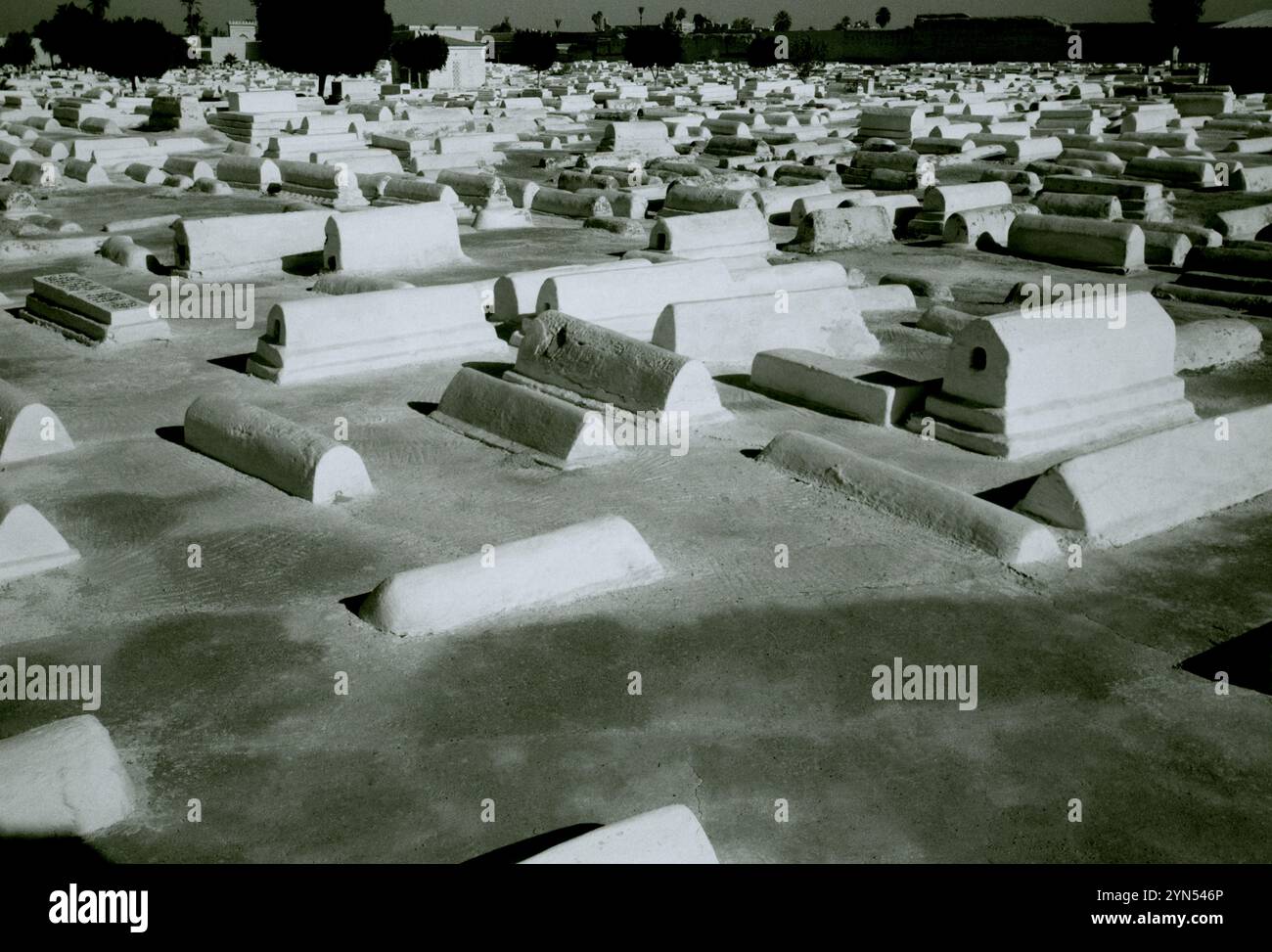 L'ancien cimetière juif poignant dans le quartier de la Kasbah de la vieille ville de Marrakech au Maroc dans le Maghreb en Afrique du Nord Banque D'Images