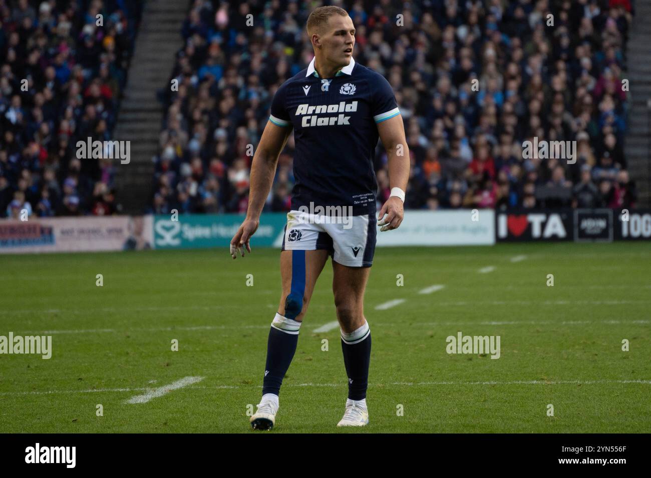 Édimbourg, Royaume-Uni. 24 novembre 2024. Duhan van der Merwe (11. Écosse) en action lors du match de rugby international d'automne entre l'Écosse et l'Australie au Scottish Gas Murrayfield Stadium à Édimbourg, Écosse crédit : Samuel Wardle/Alamy Live News Banque D'Images