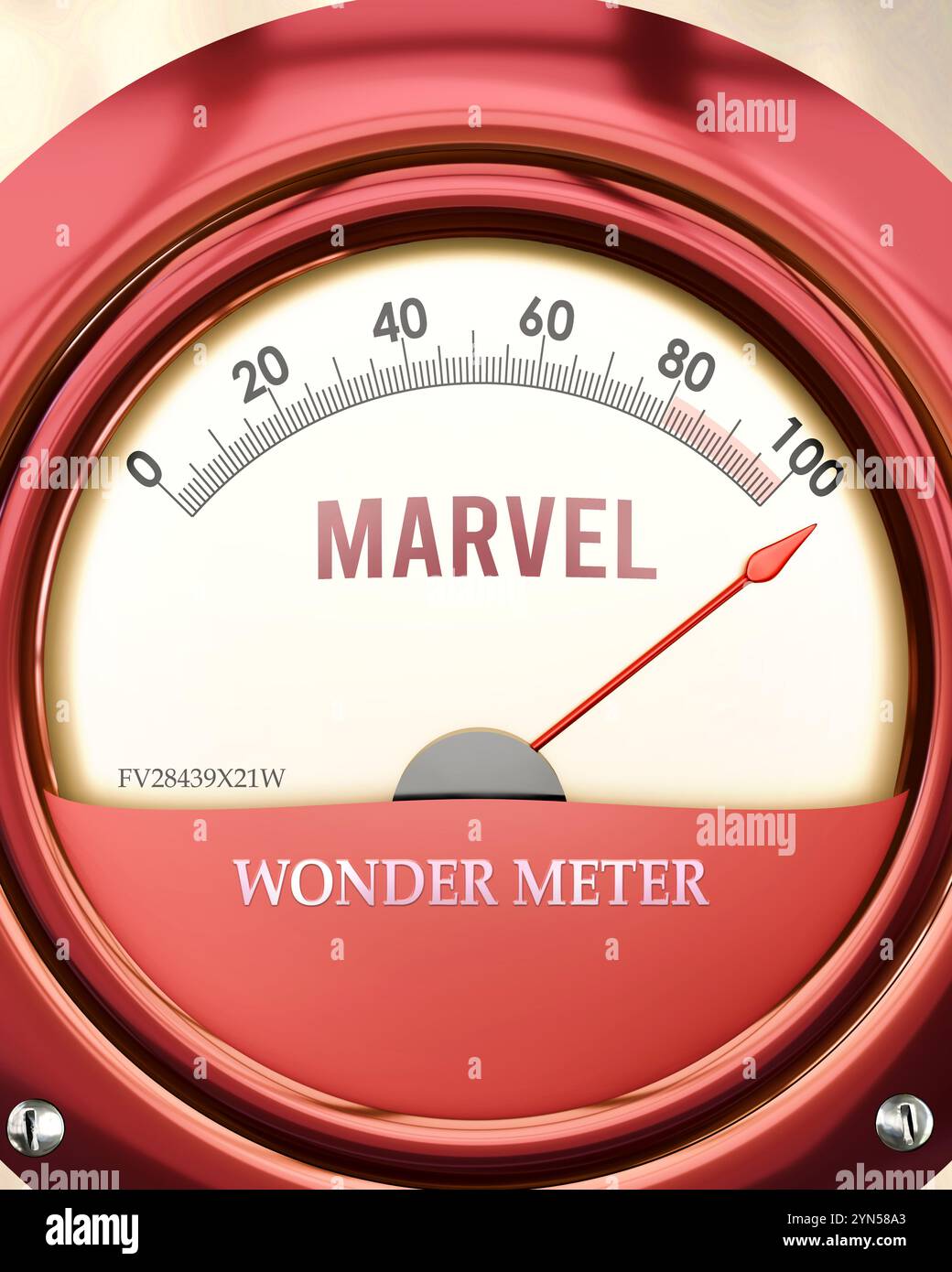 Marvel et Wonder Meter qui atteint une échelle complète, montrant un très haut niveau de merveille Banque D'Images