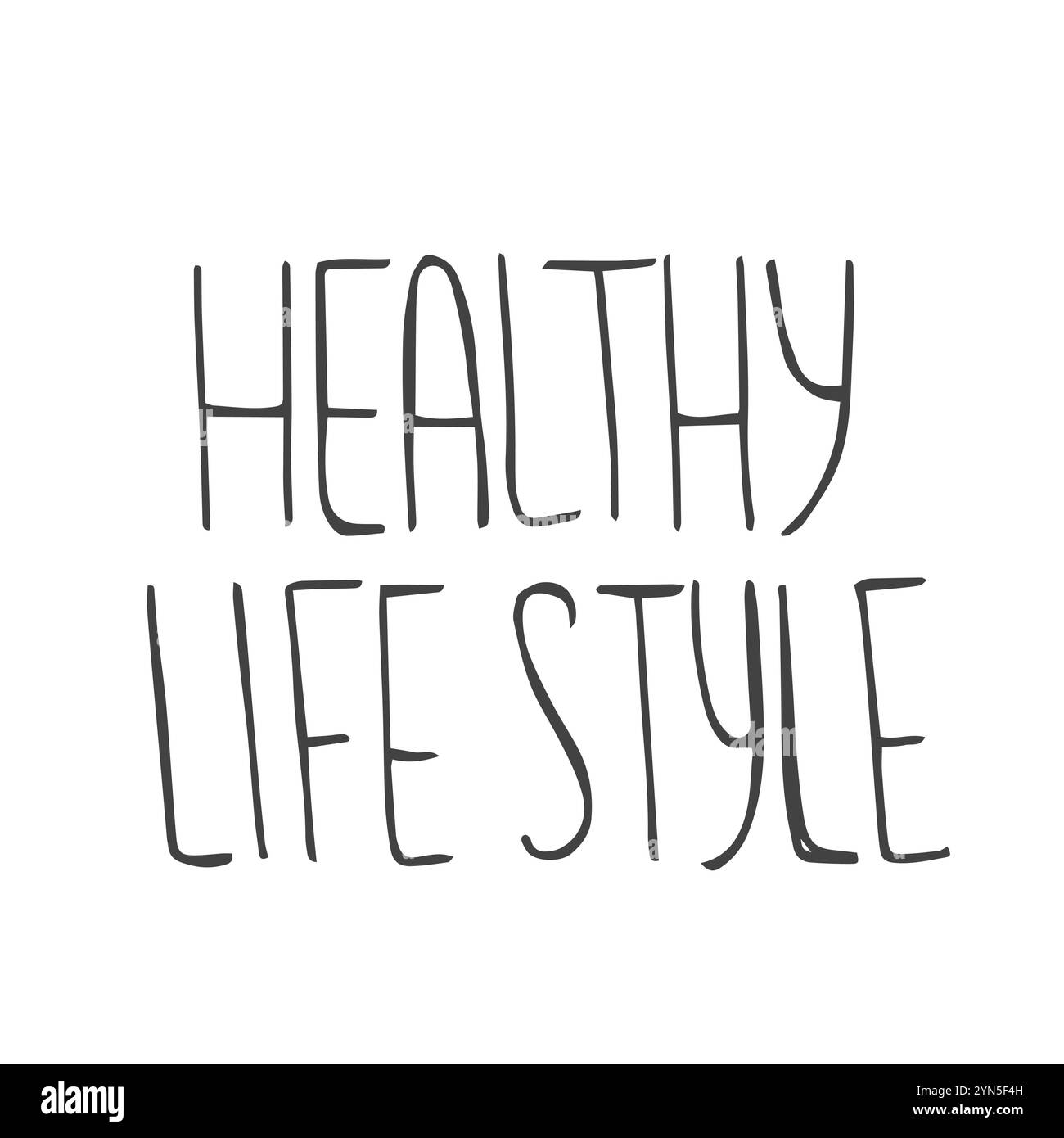 Corps sain vie saine. Affiche de typographie dessinée à la main. T-shirt à motif calligraphique lettré à la main. Typographie vectorielle inspirante. Illustration de Vecteur