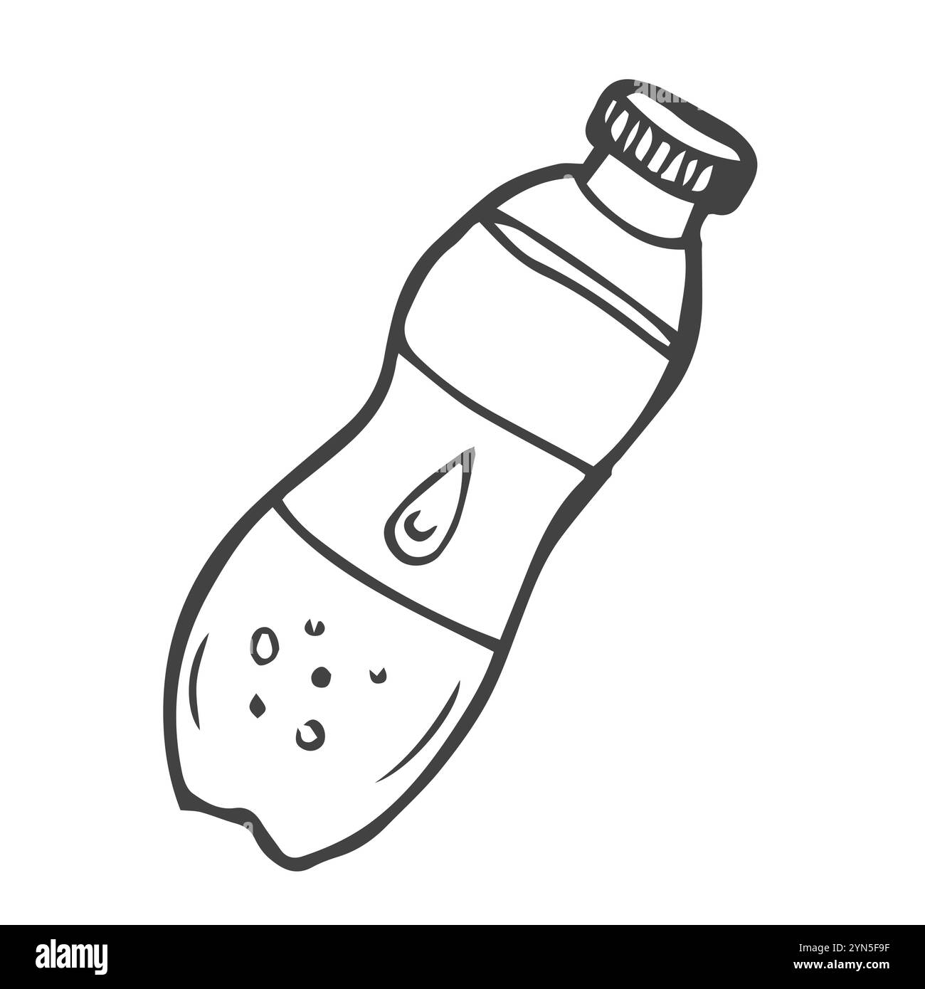 Bouteille d'eau. Récipient unique en matière plastique contenant du liquide. Elément isolé. Illustration de Vecteur